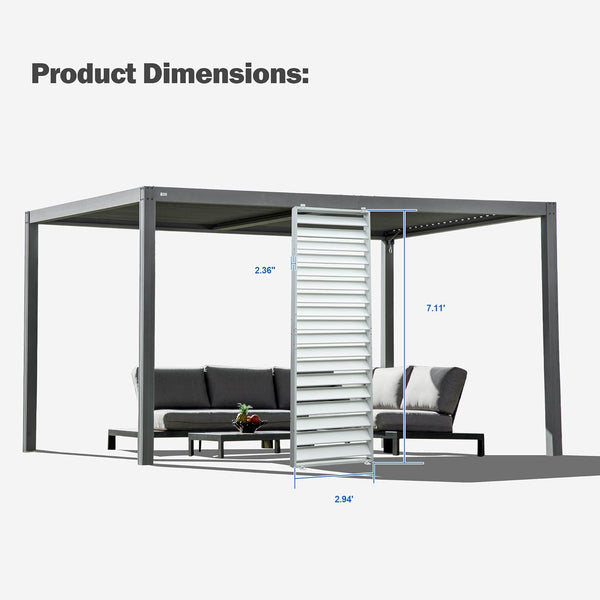 English Elm Outdoor Louvered Pergola Accessories Aluminum Screens for Durable Weather-Resistant Shading & Privacy White W1859P321939
