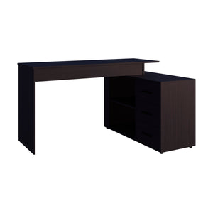 English Elm Upton L-Shape Home Office Desk in Black Wengue Finish with Shelving, Corner-Saving, Durable Design B070P368066