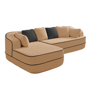 English Elm 106" Luxurious Teddy Velvet L-Shaped Sofa With Chaise – No Assembly, Ergonomic, Fluffy Comfort In Camel W714S01418