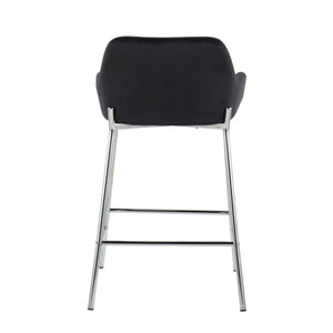 English Elm Daniella Modern Fixed-Height Counter Stool Set Of 2 In Black Velvet & Chrome For Stylish Dining B202S00053