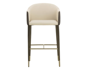 Sunpan KYLIN Barrel-Back Barstool in Dillon Cream & Bravo Ash – Stylish, Comfortable Seating for Any Space 112245