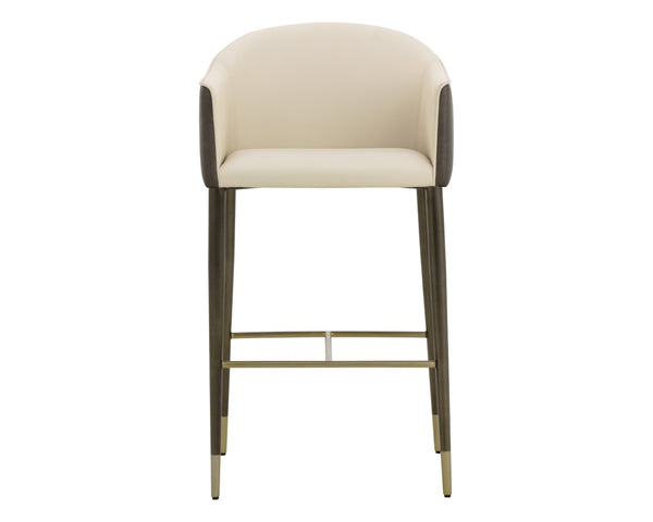Sunpan KYLIN Barrel-Back Barstool in Dillon Cream & Bravo Ash – Stylish, Comfortable Seating for Any Space 112245