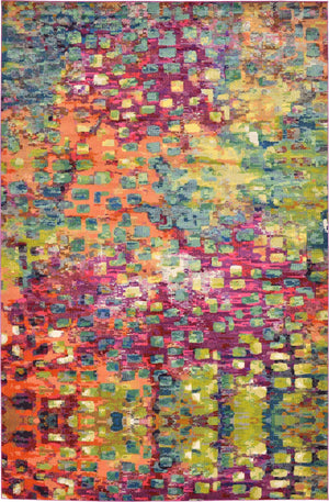 Unique Loom Jardin Ivy Machine Made Abstract Rug Multi, Cream/Light Blue/Navy Blue/Gray/Gold/Green/Burgundy/Orange/Purple/Violet/Pink 10' 6" x 16' 5"