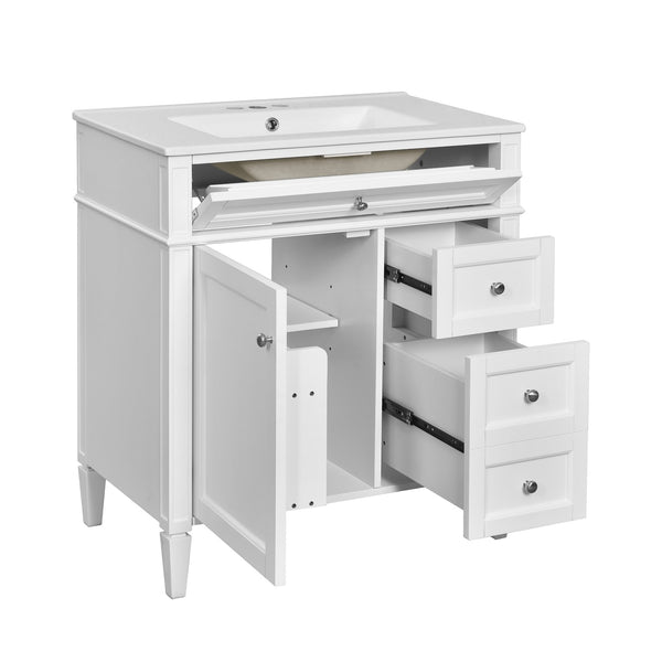 English Elm 30'' Bathroom Vanity With Ceramic Sink & Elegant Storage Solutions For Modern Home Décor Upgrade N710P250194K