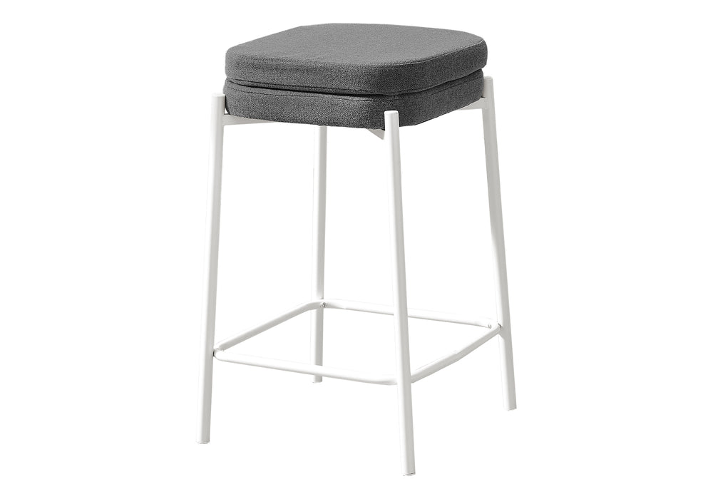 English Elm Barstool, Set Of 2 Counter Height Stools, Grey Fabric & White Metal, Modern Comfort For Kitchen B2710P287018
