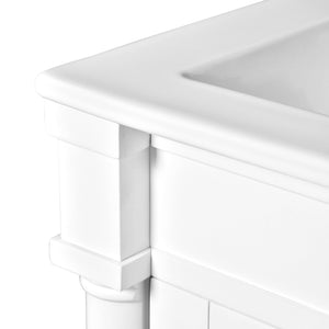 English Elm 18-Inch Modern Bathroom Vanity with Sink Compact Retro Design Durable MDF & Solid Wood Legs Storage-Friendly White N710P257401K