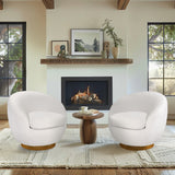 INK+IVY Jessel Modern/Contemporary Shearling Sherpa Swivel Chair with Wood Base II103-0578 Cream