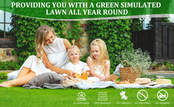 English Elm 5ftx8ft Artificial Grass Outdoor Runner Rug Dense Pe Turf Patio Pet Drain Mat W1790P185861