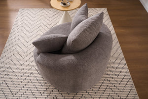 English Elm 360° Swivel Chair upholstered barrel accent chair with plush high-resilience foam and pillows for comfort Gray W2231P261425