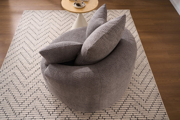 English Elm 360° Swivel Chair upholstered barrel accent chair with plush high-resilience foam and pillows for comfort Gray W2231P261425