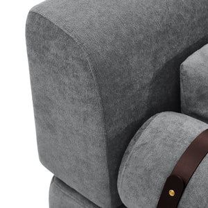 English Elm Modern Loveseat Sofa with Cylindrical Armrests, Built-In USB Ports, Chenille Cushions, Steel Frame Grey N719P290584E