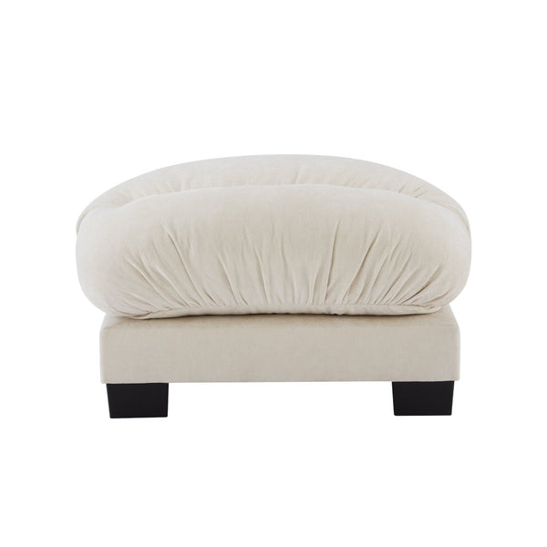 English Elm Flora Chenille Ottoman Pleated Texture Curved Silhouette for Cozy Living Rooms Beige W5656P454483
