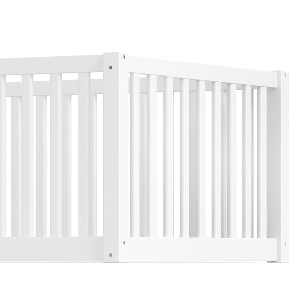 English Elm Twin Floor Bed Pine Wood Frame with Guardrails and Door for Safe Toddler Sleep W1580P417668