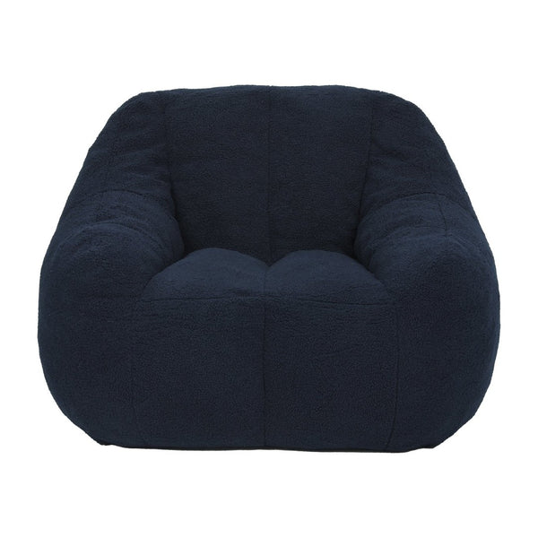 English Elm Bean Bag Chair Oversized Faux Fur Memory Foam Lounge Seat for Dorm or Living Room Dark Blue W2200P243725