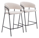 Josephine Counter Stool - Set of 2 Cream 109671 Zuo Modern