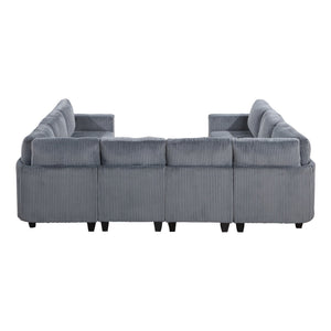 English Elm 8-Piece Modular Sectional Sofa with Hidden Storage, Side Pockets & Charging Ports in Corduroy Fabric Dark Gray 26 L x 29 W x 15.75 H B011S01083