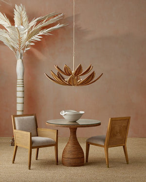 Currey & Company Cubana Two-tier Chandelier - Hand-crafted Rattan Leaves With Warm Glow, Adjustable Height, Elegant Design Natural Rattan ,Wrought Iron 9000-1298-currey-company