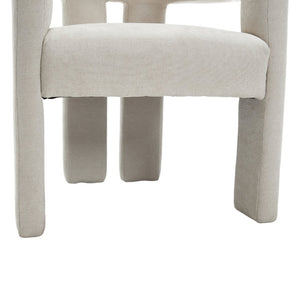 English Elm United We Win Chenille Barrel Accent Armchairs Set of Two for Living Room Dining Beige W1568P389268