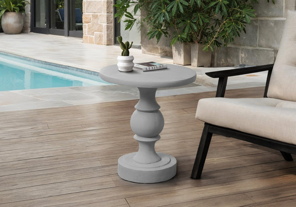 English Elm Accent Table Round Matte Finish Weather Resistant Magnesium Oxide Indoor Outdoor Side Grey B2710P461663