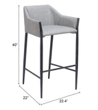 Andover Barstool Slate Gray 110169 Zuo Modern