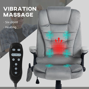 English Elm HOMCOM Executive Massage Office Chair with 6-Point Vibration, Lumbar Heat, Tilt & Ergonomic Support Gray W2225P173846