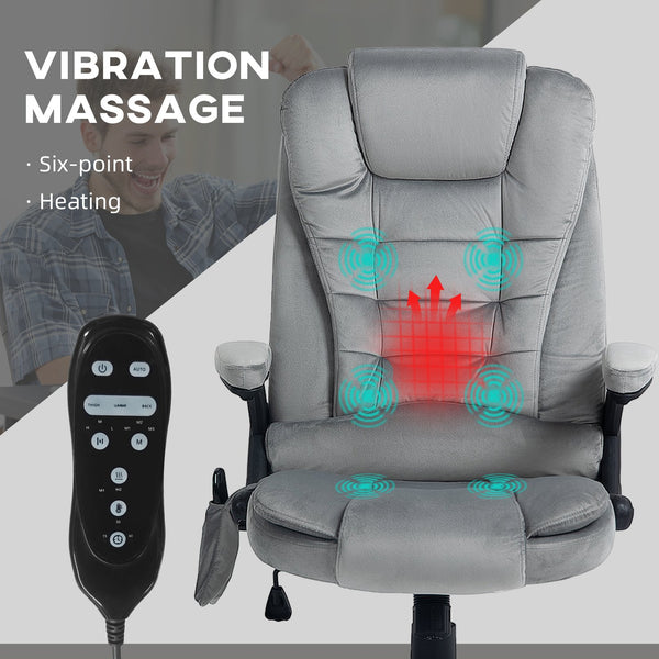 English Elm HOMCOM Executive Massage Office Chair with 6-Point Vibration, Lumbar Heat, Tilt & Ergonomic Support Gray W2225P173846