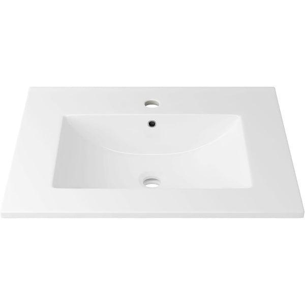 English Elm 24-inch Ceramic Undermount Bathroom Sink Gloss White Glaze with Pre-drilled Faucet Opening W3151P264908