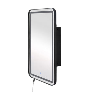 English Elm Rectangle LED Medicine Cabinet Mirror with Soft Touch Light, Magnetic Accessories, Tempered Shelves, Wall-Mounted Storage Black W688P210792