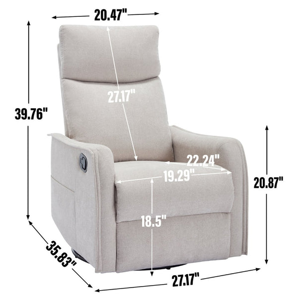 English Elm Heat Massage Rocker Recliner with Swivel Base and Vibrating Nodes for Living Room Beige W1803P251884