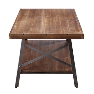 English Elm Weathered Oak Storage Coffee Table With Sandy Black Metal Accent – Rustic Charm & Modern Style B062P189219-GIGA