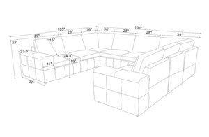 English Elm Large Square Arm Leather Match Modular Sectional for Spacious Living Rooms Olive Green B2748S00146