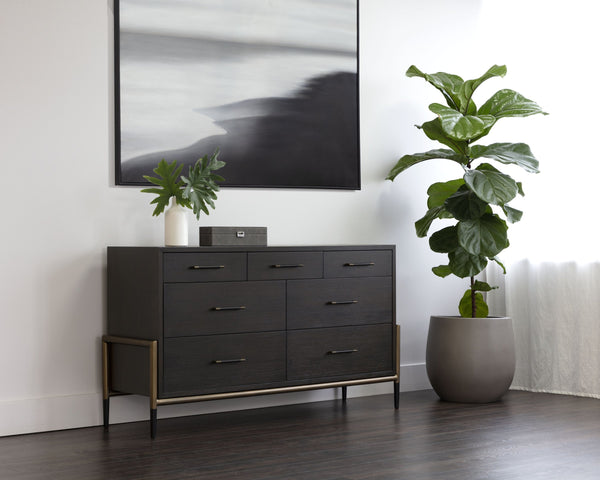 Sunpan Weldrick Dresser - Stylish Mid-Century Design with Soft Closing Drawers and Elegant Iron Handles Espresso