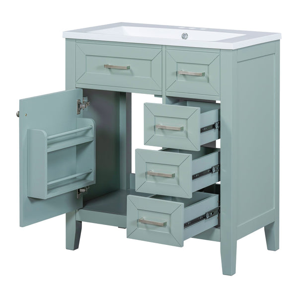 English Elm 30" Green Bathroom Vanity With Sink Combo - Modern Design, Solid Wood, Ample Storage & Easy Install N725S999222F