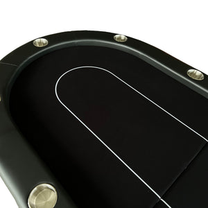 English Elm Ino Foldable 94 Inch Oval Poker Table Seats 10 with Felt Surface and Cup Holders W2748P321633