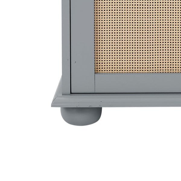 English Elm Clothes Hall Tree Storage Bench with Adjustable Shelves, Sliding Doors, Solid Poplar Feet & Shoe Bench Gray W2275P210041