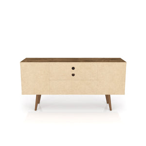 English Elm Liberty 53" Rustic Brown Tv Stand With Natural Accents, Stylish Storage & Cable Management Solutions B365P398341