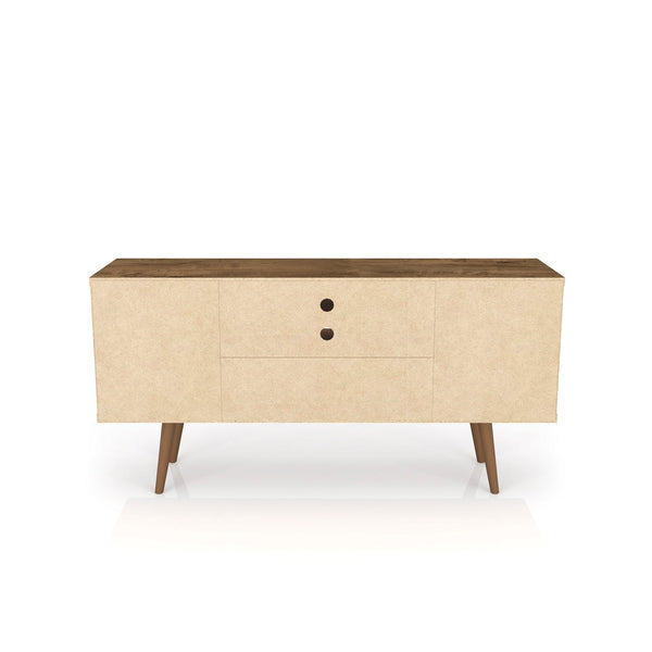 English Elm Liberty 53" Rustic Brown Tv Stand With Natural Accents, Stylish Storage & Cable Management Solutions B365P398341