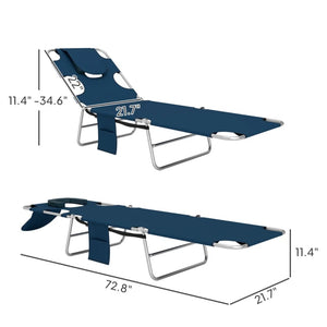 English Elm Chic Trifold Beach Lounge Chair with Face Cavity Five Position Recline Uv Fabric T3971P505980