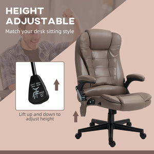 English Elm HOMCOM Executive Massage Office Chair with 6-Point Vibration, Lumbar Heat, Recline & Remote Control Brown W2225P229771