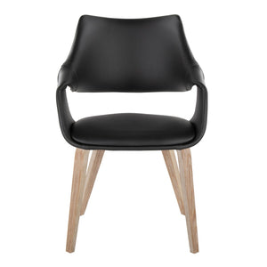 English Elm Chair Set of 2 with Padded Faux Leather Seats and Bentwood Whitewashed Legs B202S02071