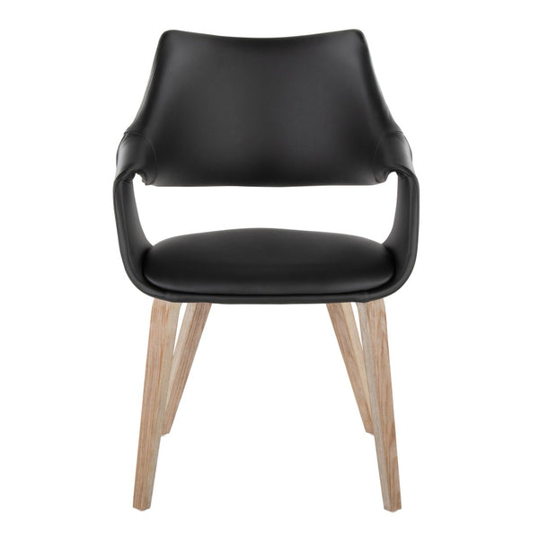 English Elm Chair Set of 2 with Padded Faux Leather Seats and Bentwood Whitewashed Legs B202S02071