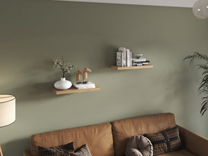 English Elm Ecco 31.5" Floating Shelves Set of 2 – Macadamia Beige Matte Finish, Hidden Brackets, Sturdy Display Storage B200P361984