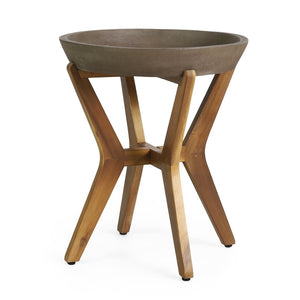 English Elm Coordinated Outdoor Rocking Chair and Acacia Concrete Table Set for Patio Use N769P289096T_70618.00LGRY