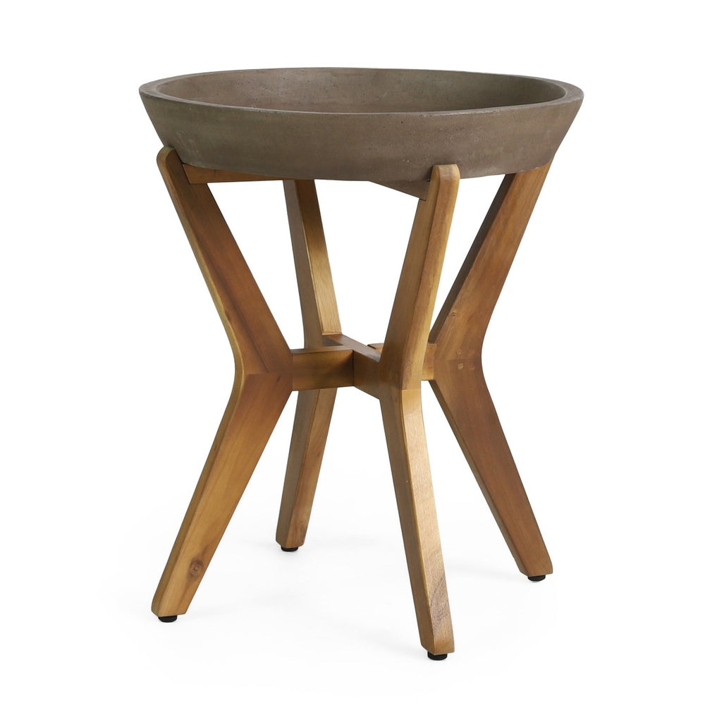 English Elm Set of 3 Acacia Wood Outdoor Lounge Chairs with Concrete Top Side Table N769P303159A_2_70618.00LGRY