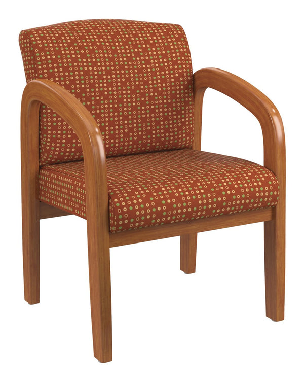 OSP Home Furnishings Medium Oak Wood Visitor Chair with Lumbar Support Taupe Upholstery for Office Waiting Tangelo WD380-K105