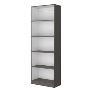English Elm Sutton 4-Shelf Modern Bookcase with Open Storage, Slim 71.1" Tall Display Unit in White/Gray/Black B128P176169