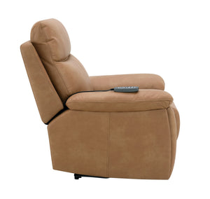 English Elm Chavis Brown Leather Aire Power Recliner with USB, Dual Motors, Power Lumbar & Headrest Remote B2726P406280