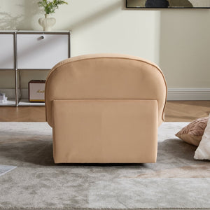 English Elm Swivel Accent Chair Plush Velvet Pumpkin Barrel Silhouette with 360 Degree Metal Base Khaki W3244P392748