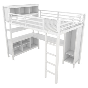 English Elm Metal Loft Bed With L-Shaped Desk & Ample Storage - Full-Size Heavy Duty Bed For Kids & Teens W1580S00067