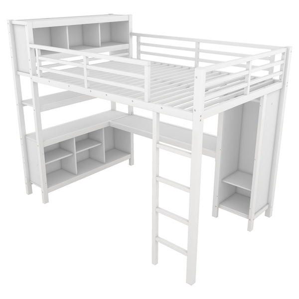 English Elm Metal Loft Bed With L-Shaped Desk & Ample Storage - Full-Size Heavy Duty Bed For Kids & Teens W1580S00067